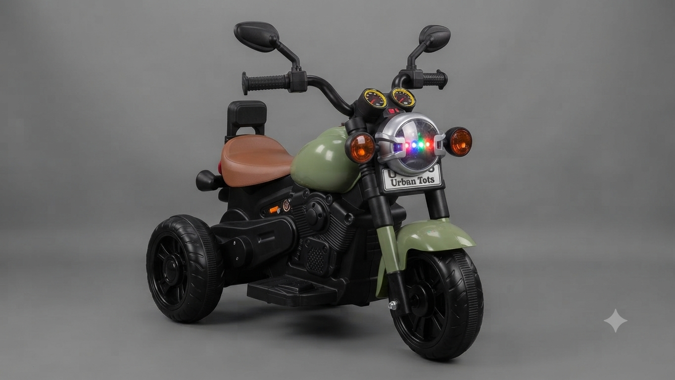 "Urban Tots" Vintage-Style 3-Wheel Ride-On Motorcycle