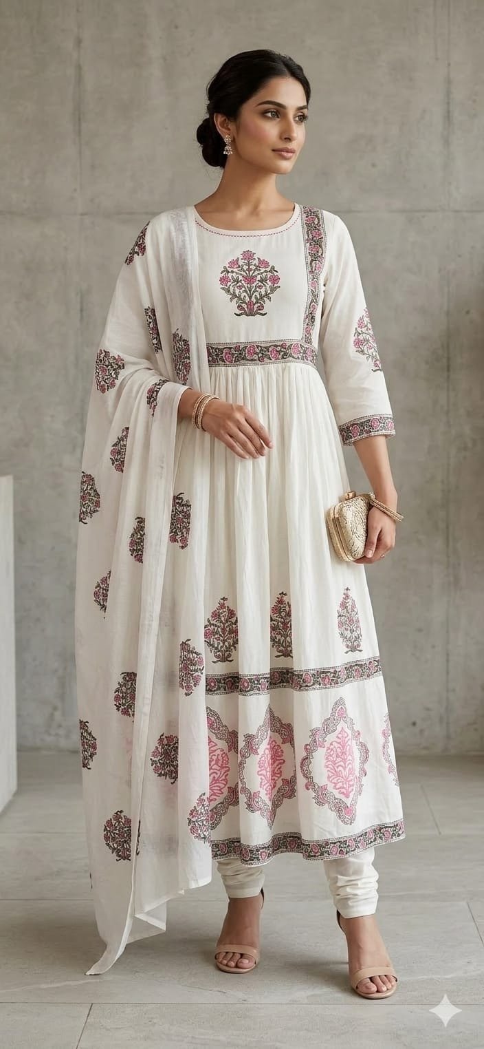 Mull Cotton with Pure cotton Dupatta