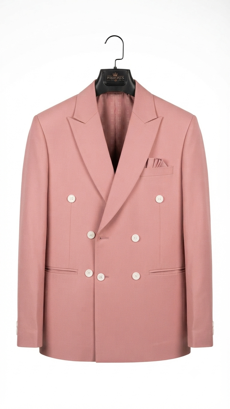 Men's Dusty Pink Double-Breasted Formal Blazer
