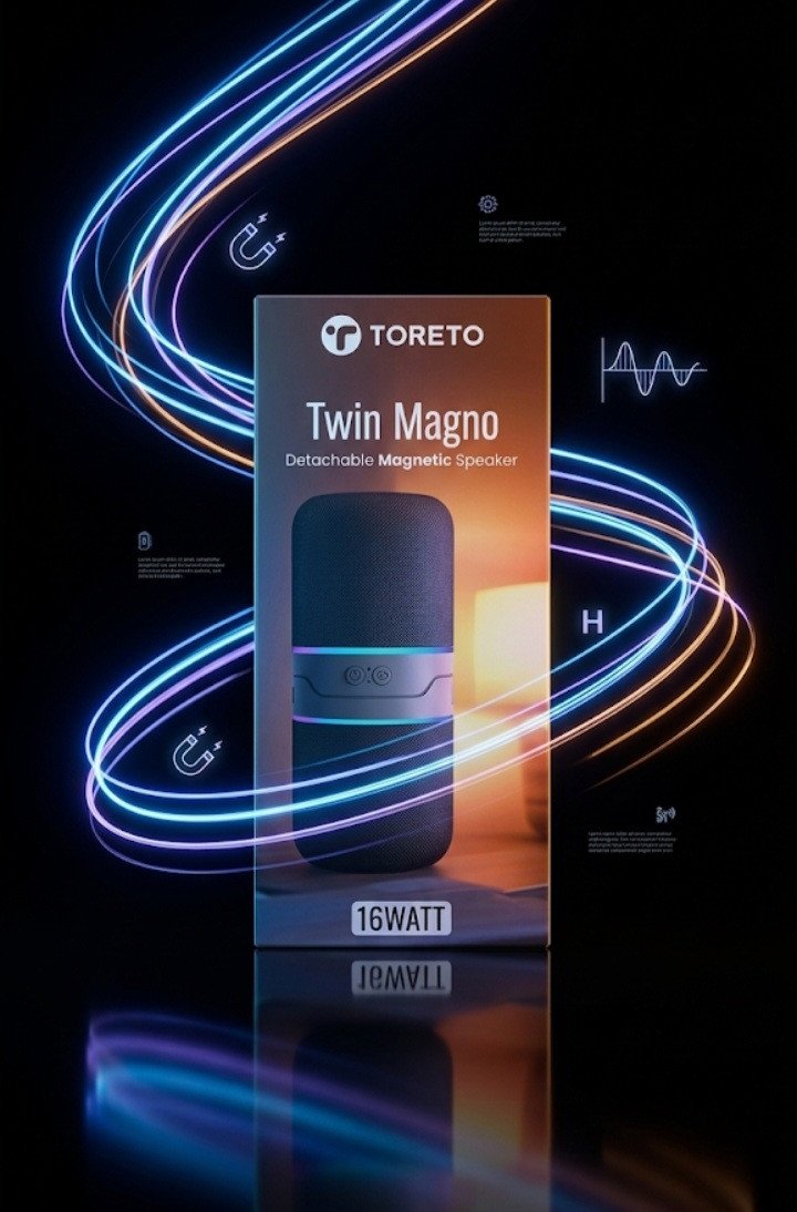 Toreto Twin Magno Detachable Magnetic Speaker