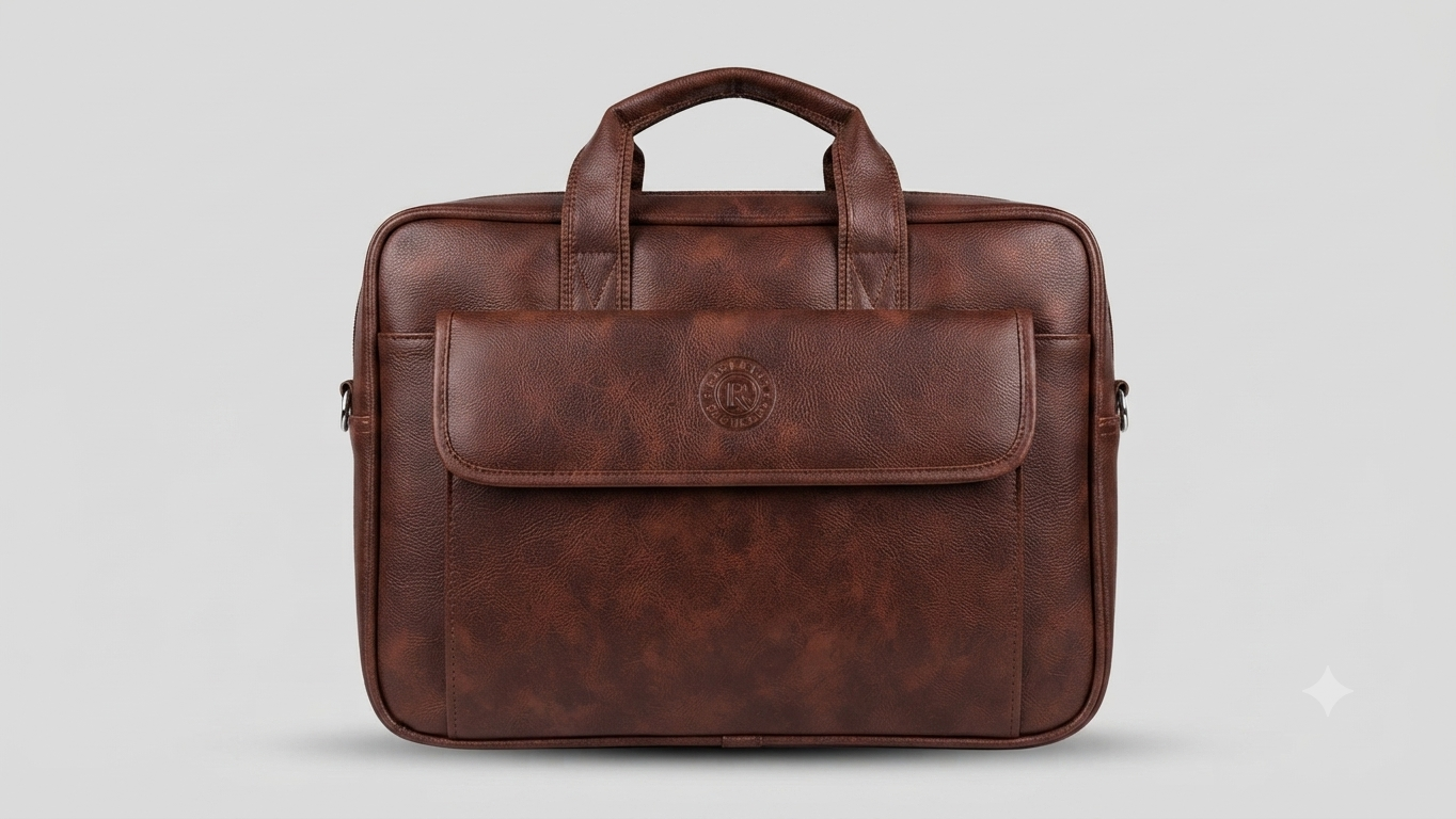 Rich Brown Faux Leather Professional laptop bag