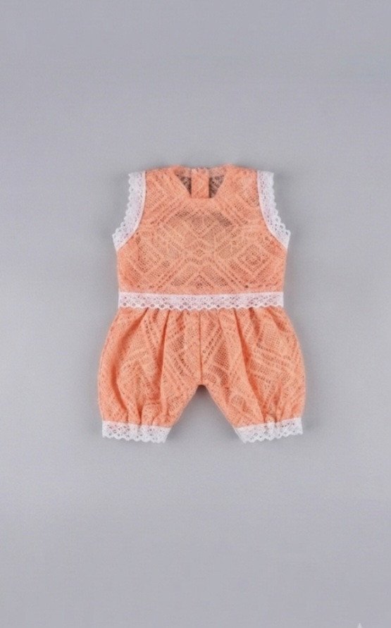 Peach Geometric Lace Miniature night dress