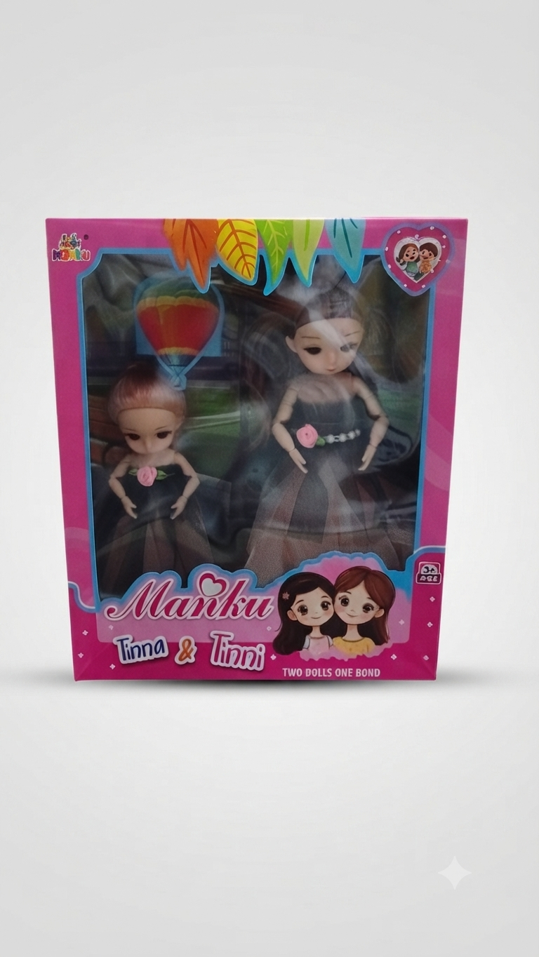 Manku "Tinna & Tinni" Two Dolls One Bond Doll Set