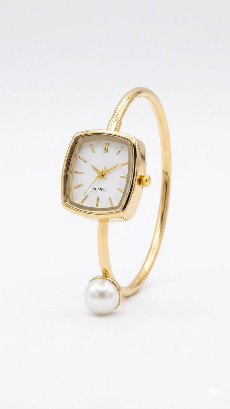 elegant gold-toned bangle watch