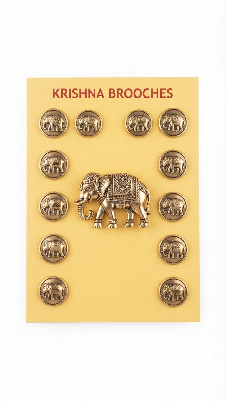 Krishna Brooches Elephant Motif Set