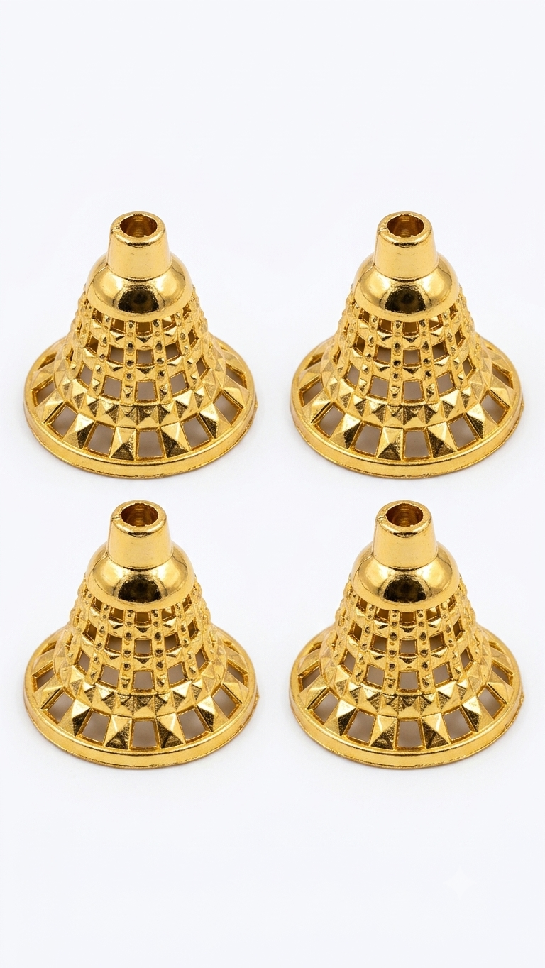 Decorative Metallic Gold Bell-Shaped Craft Caps
