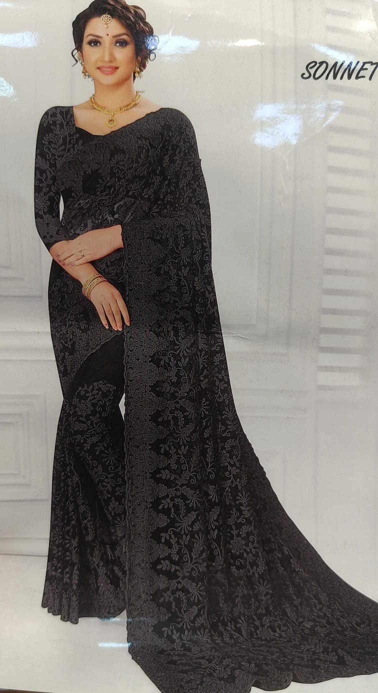 Sonnet Black Embroidered Saree