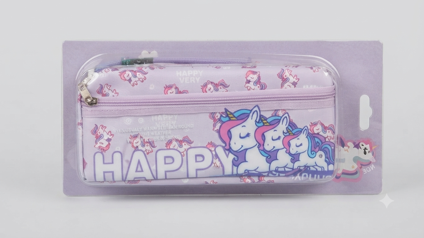 "HAPPY" Unicorn-Themed Pencil Case