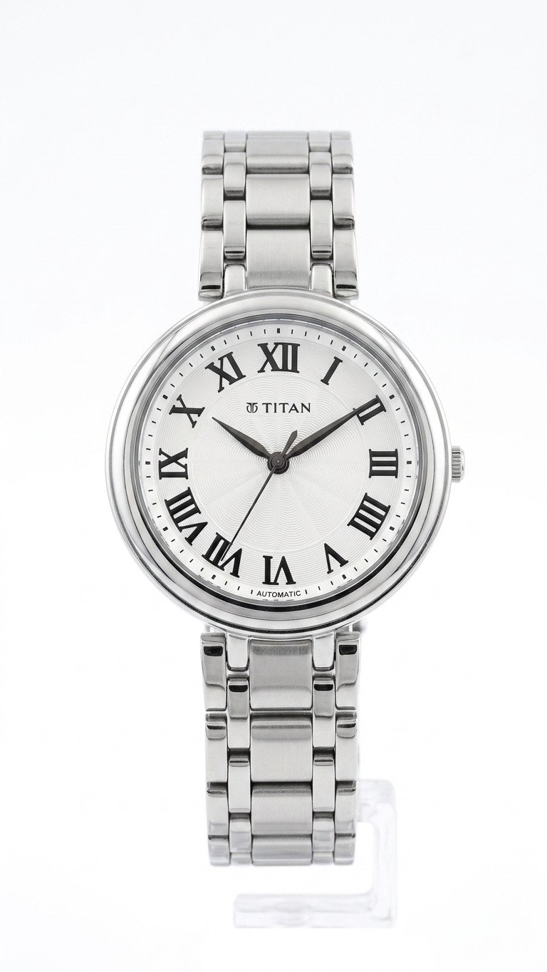 Titan Automatic Roman Numeral White Dial Watch
