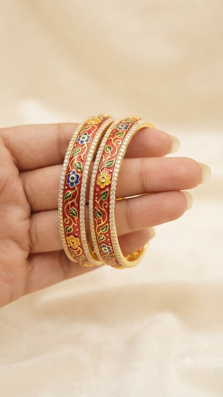 Designer Enamel & Stone Studded Bangles