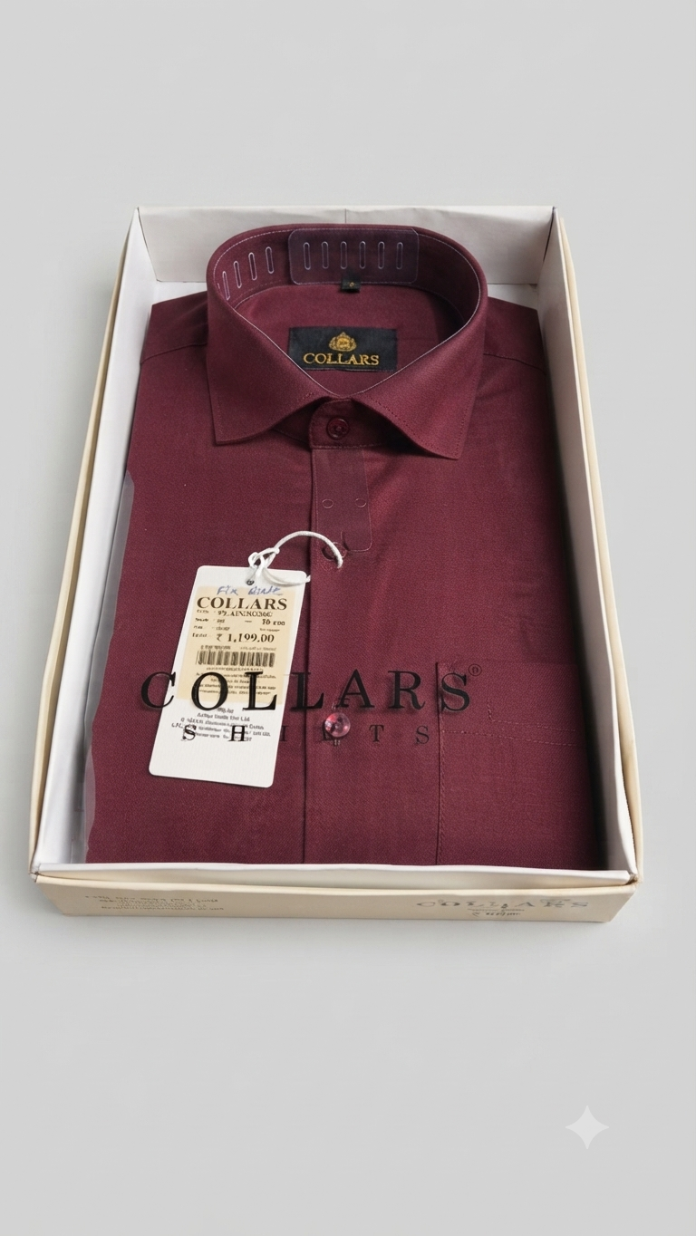 Collars Brand Men's Formal Maroon Dress Shirt