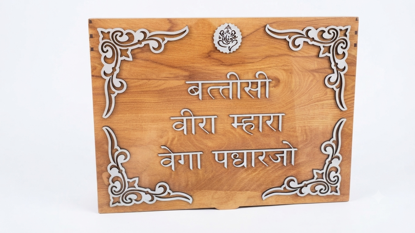 Customized Wooden Ganesha Welcome Plaque