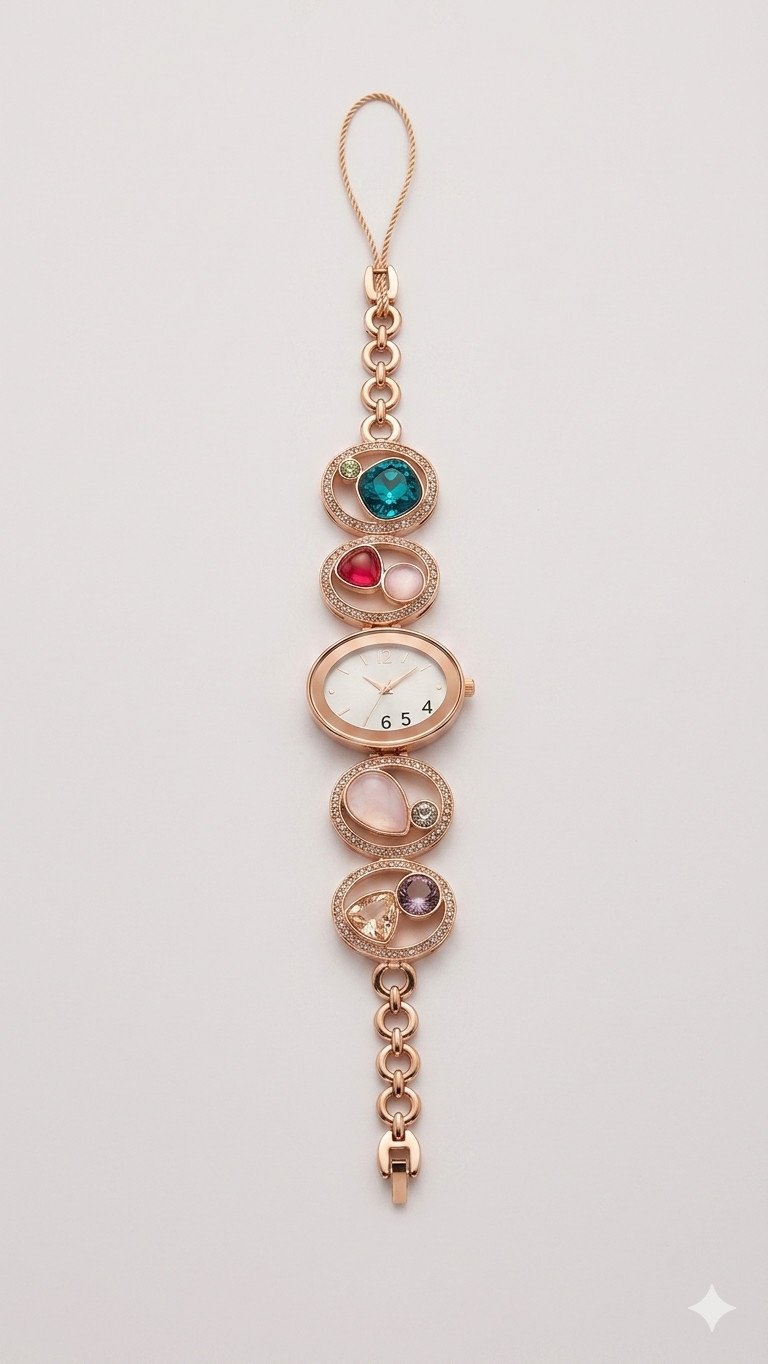 Guess G-Twist Gold-Tone Multi-Gem Charm Watch