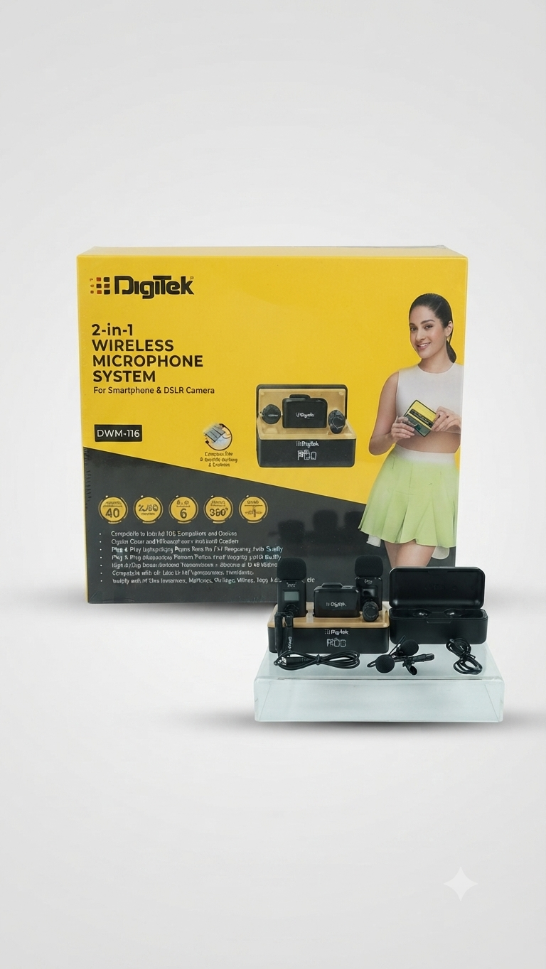 Digitek 2-in-1 Wireless Microphone System (Model: DWM-116)