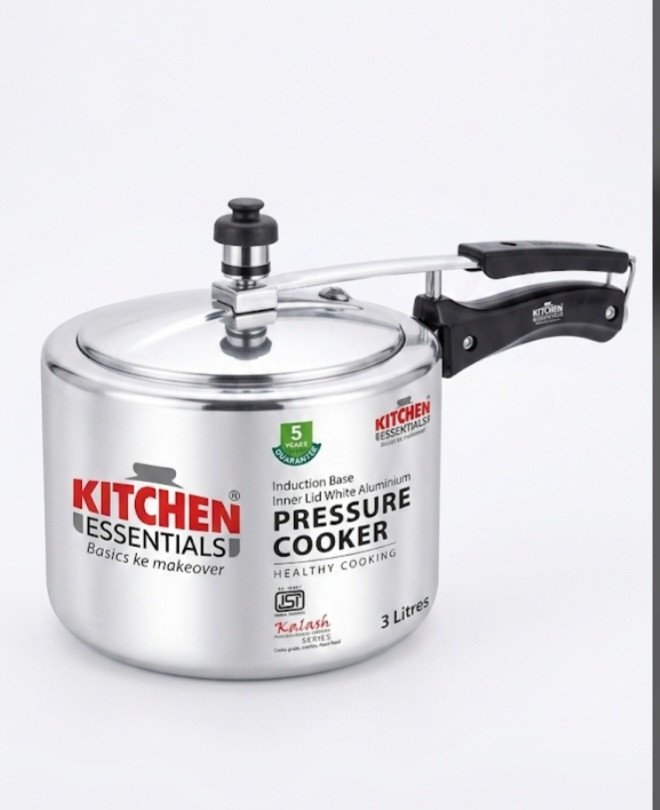 Kitchen Essentials Kalash Series Induction Base Inner Lid Aluminium Pressure Cooker (3 Litres)