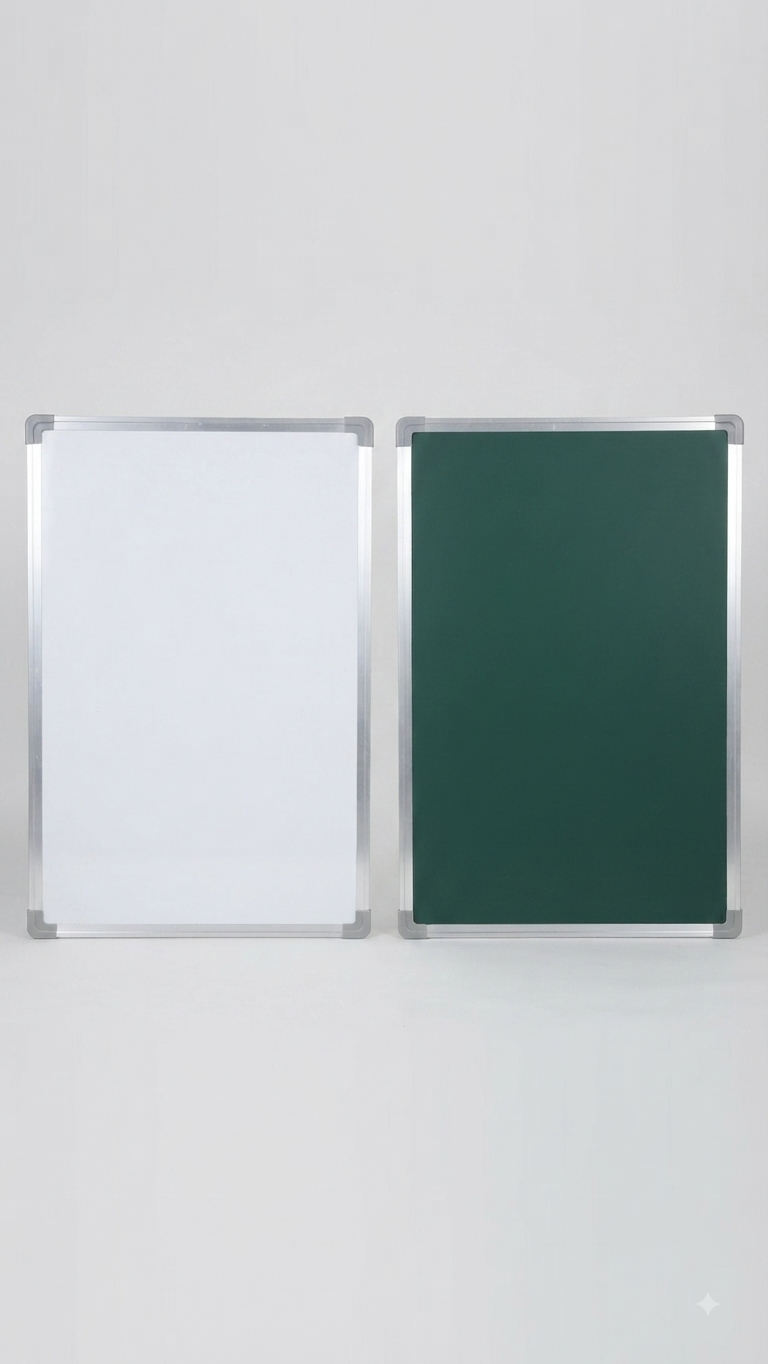 Dual-Surface Aluminum-Framed Whiteboard and Chalkboard Set