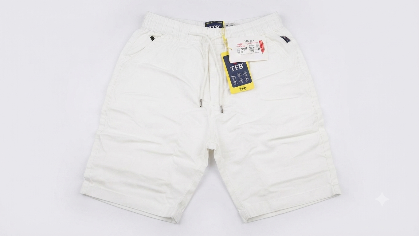 TFB Drawstring White Shorts