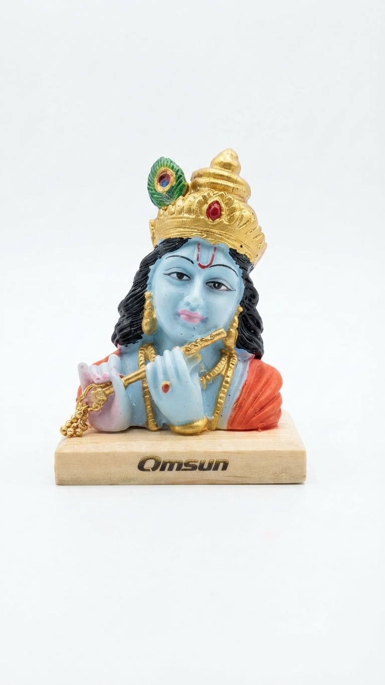 Lord Krishna Flute-Playing Bust Figurine