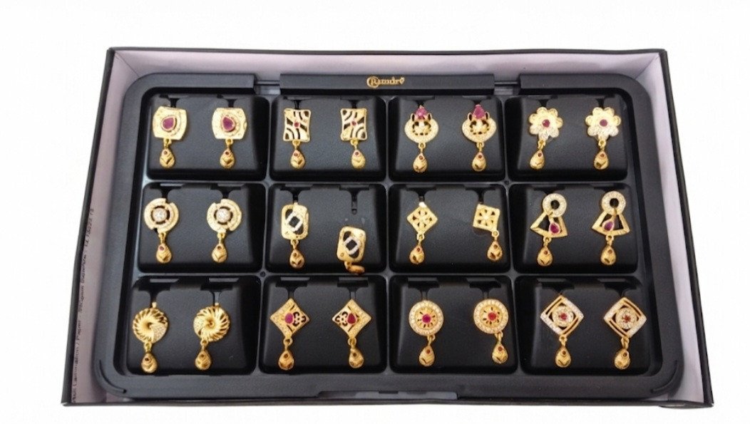 Assorted Gold Earring Display Box Collection