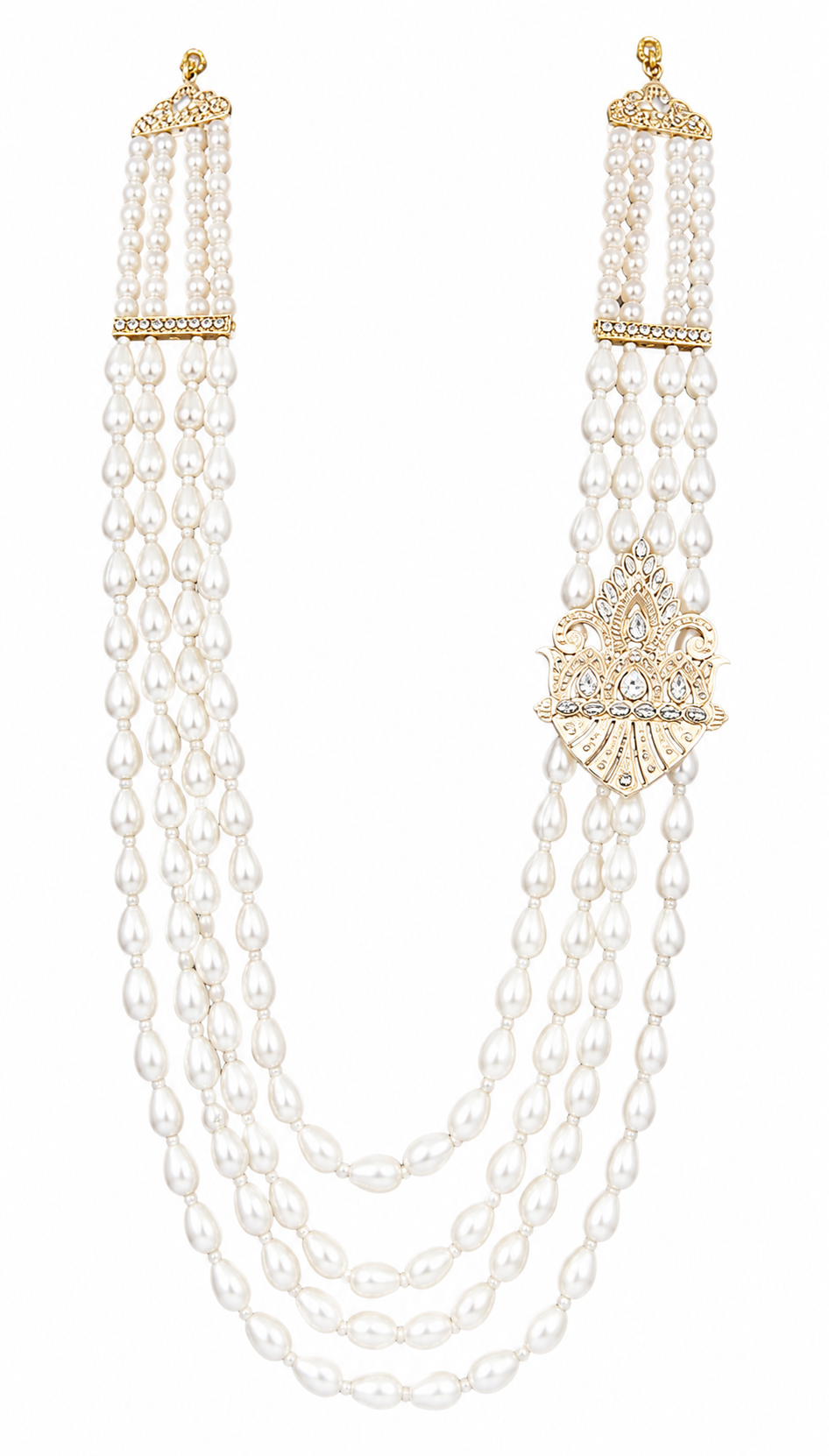 Royal Groom 3-Layer Pearl Mala with Brooch