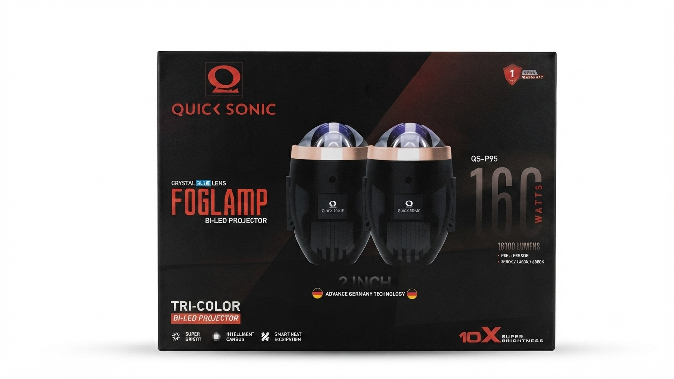 Quick Sonic QS-P95 Tri-Color Bi-LED Projector Fog Lamp