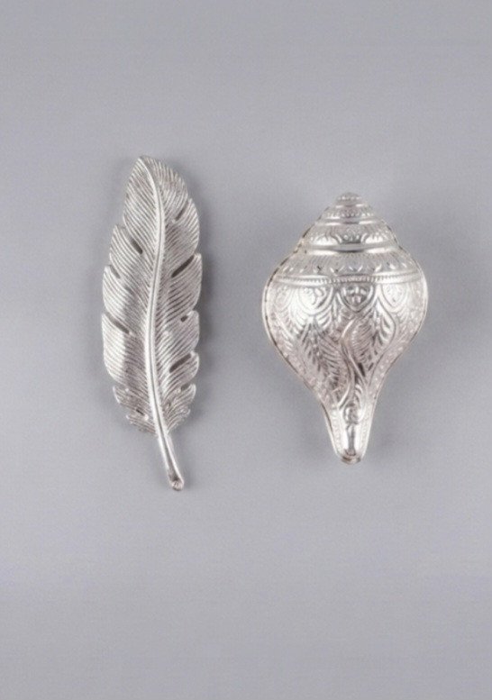 Silver-Plated Decorative Feather Sindoor box
