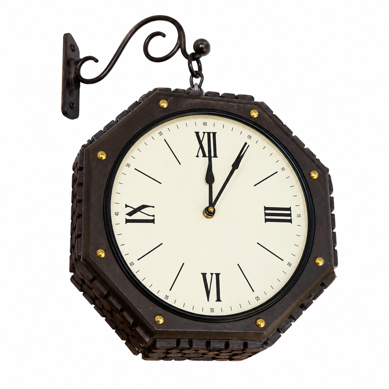 Vintage Octagonal Double-Sided Hanging Wall Clock