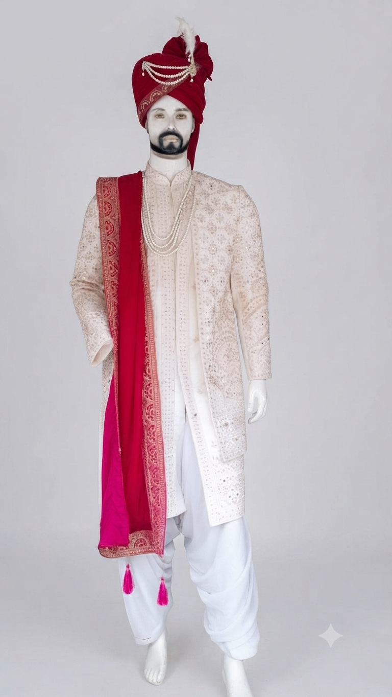 Groom's Wedding Sherwani with Dhoti