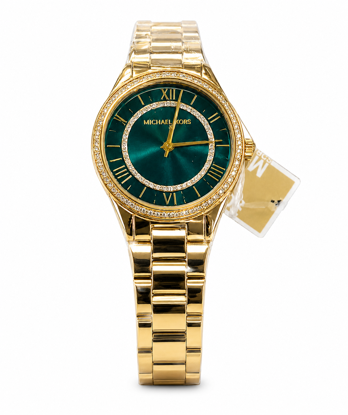 Emerald Luxe Crystal Gold Watch