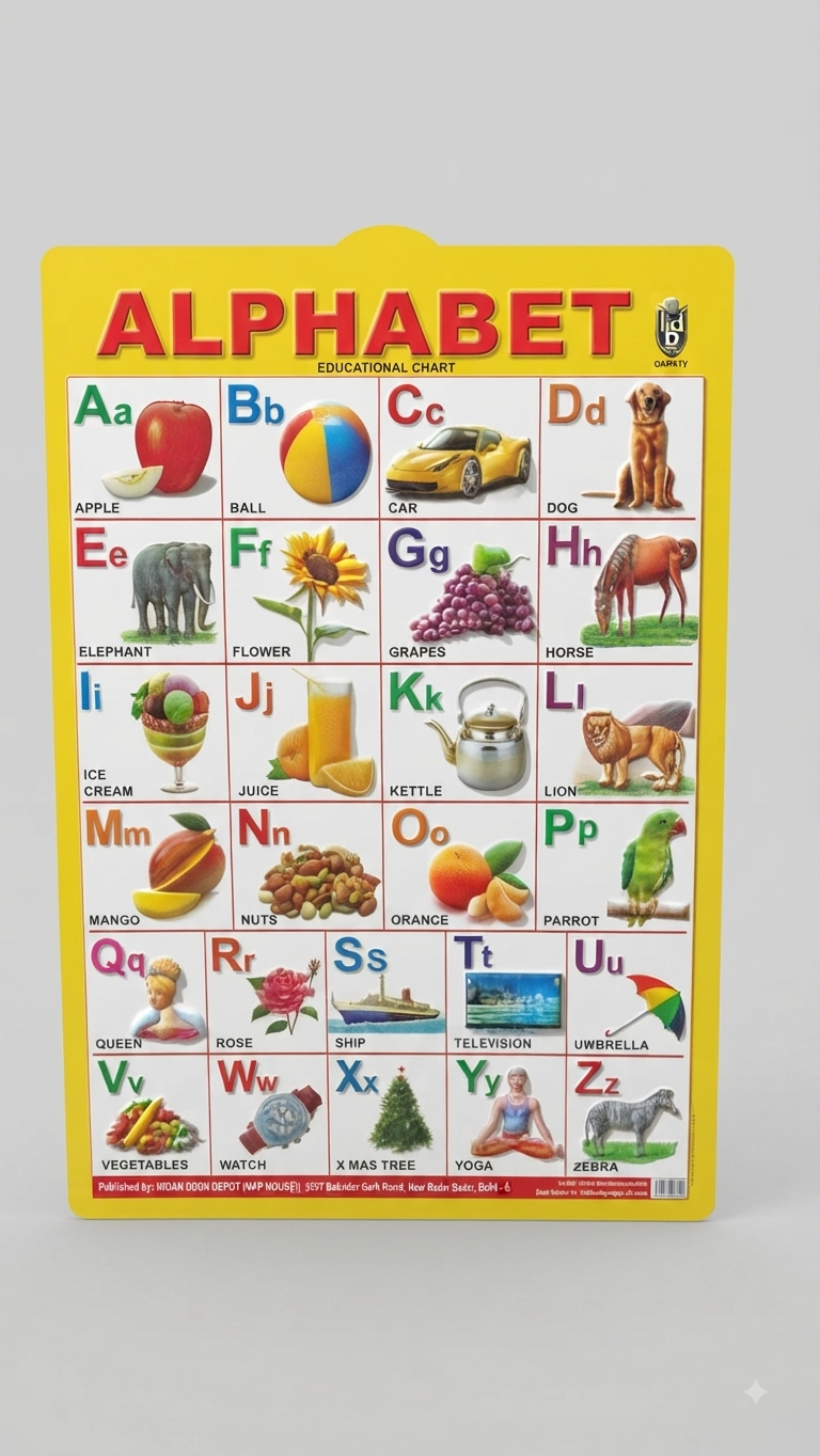 ALPHABET" Educational Chart (A-Z with Illustrations)