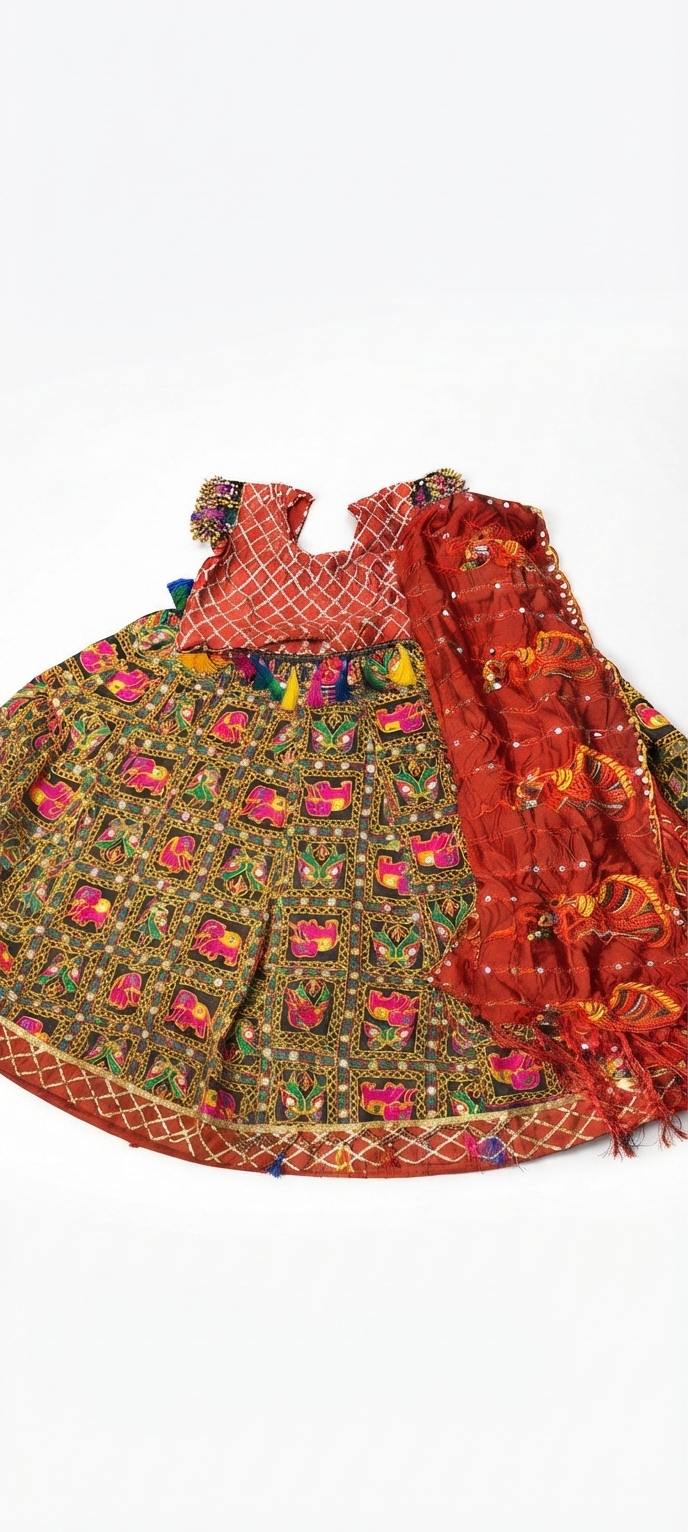 Traditional Multi-Coloured Kutchi Elephant Motif Chaniya Choli Set