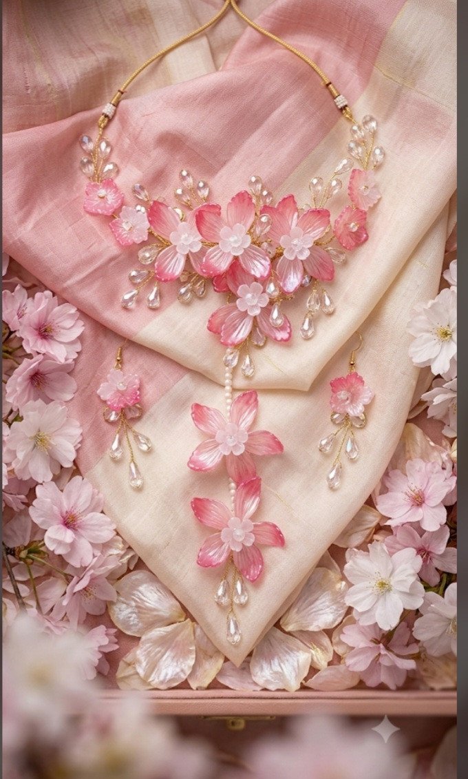 Cherry Blossom Fantasy Gradient Floral Jewellery Set