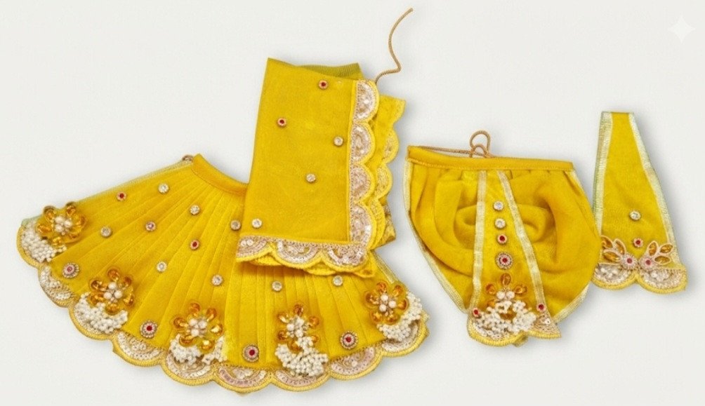 Yellow Laddu Gopal Poshak (Deity Dress) Set