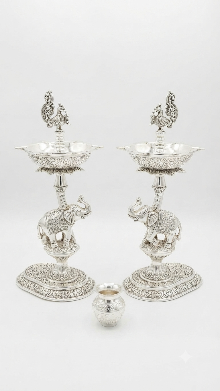 Elephant-Base Diya Set