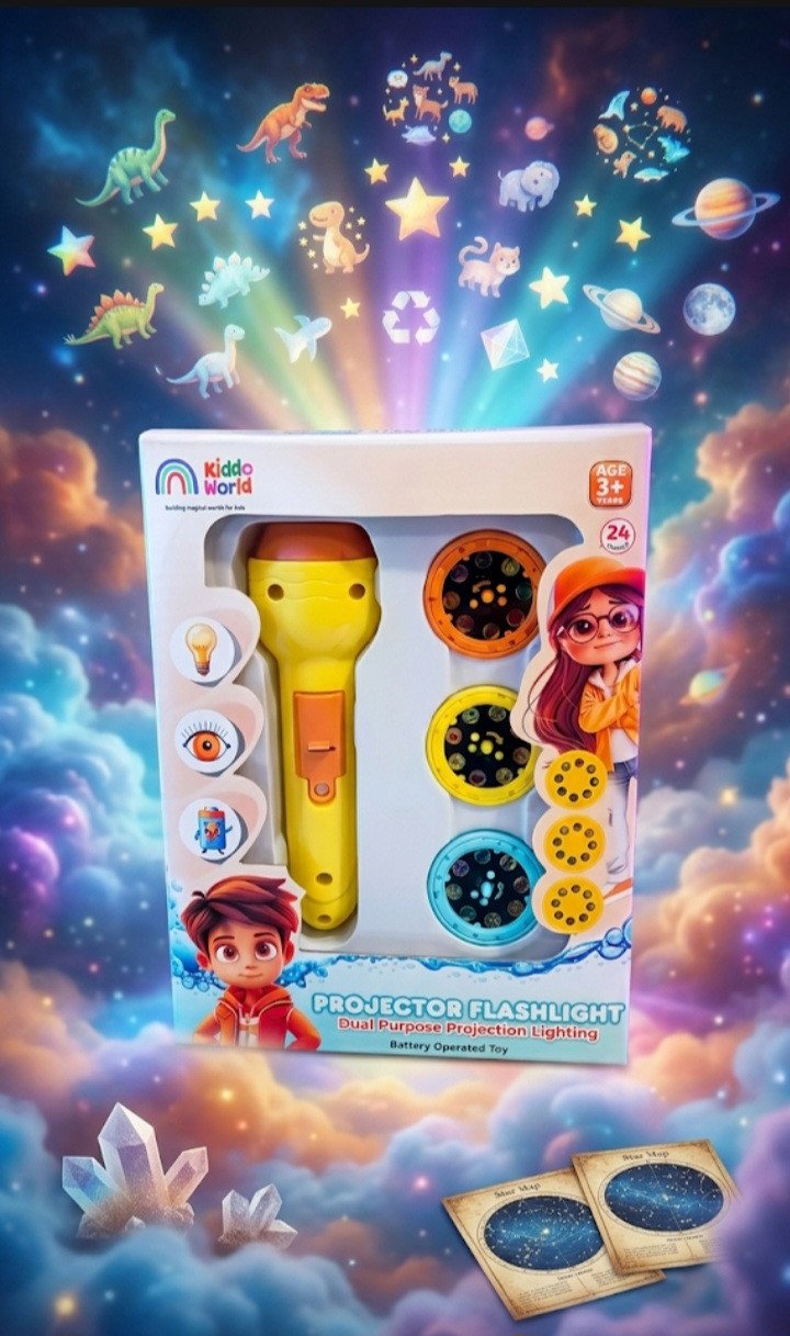 Kiddo World: Dual-Purpose Projector Flashlight"