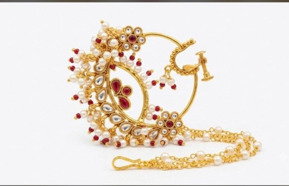 Traditional Bridal Kundan & Pearl Nose Ring (Nath)
