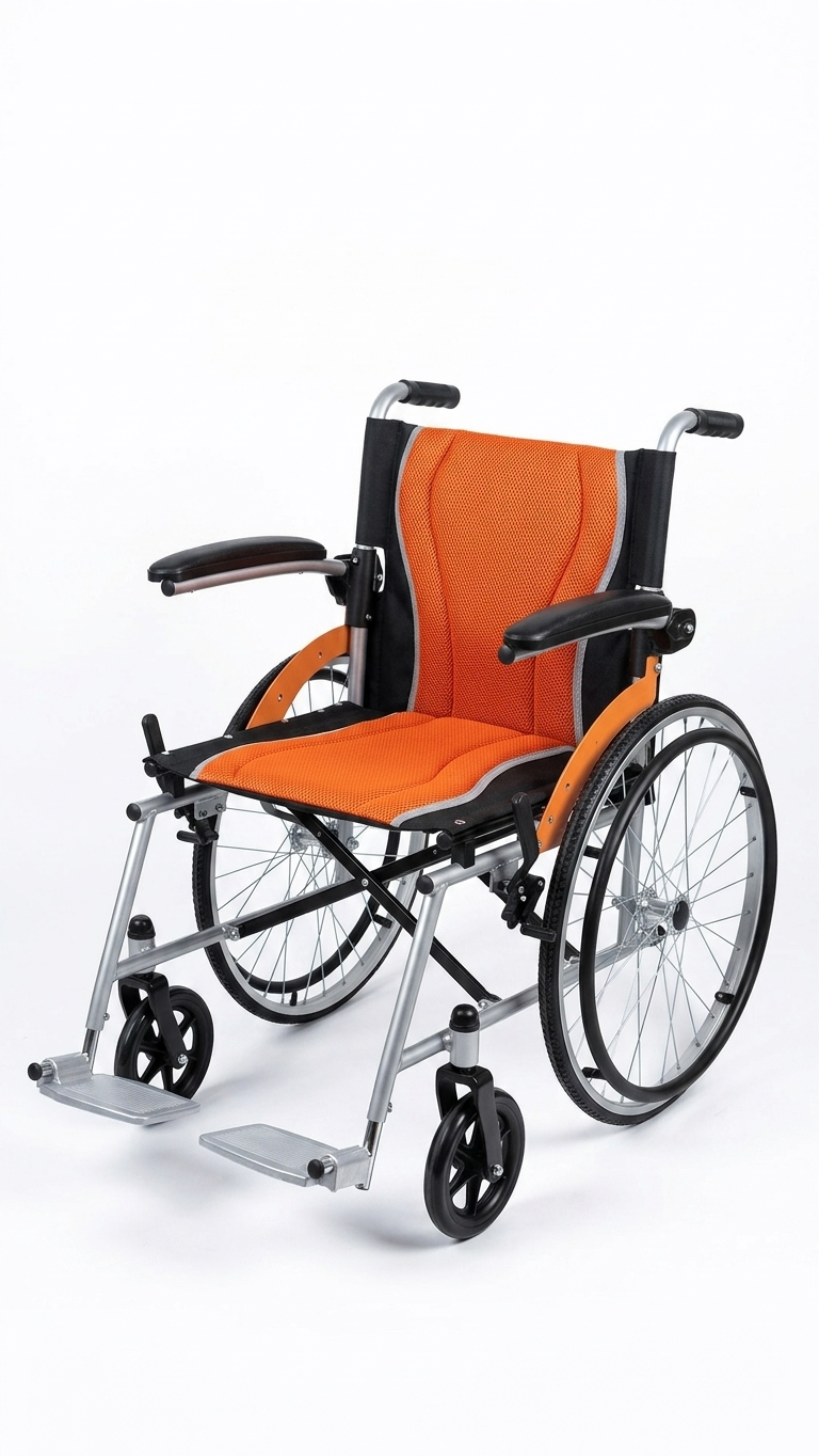 Manual Wheelchair with Orange Upholstery