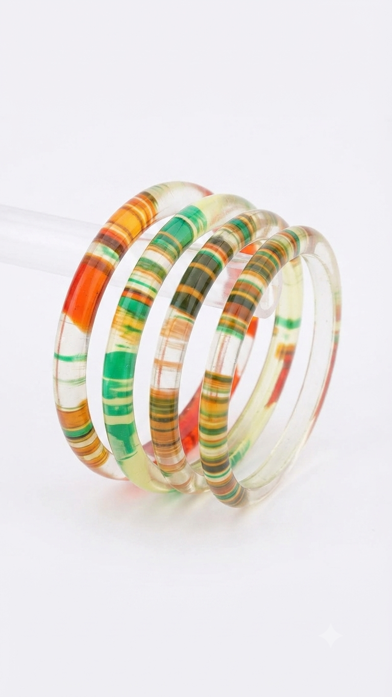 Striped Resin Bangle Set