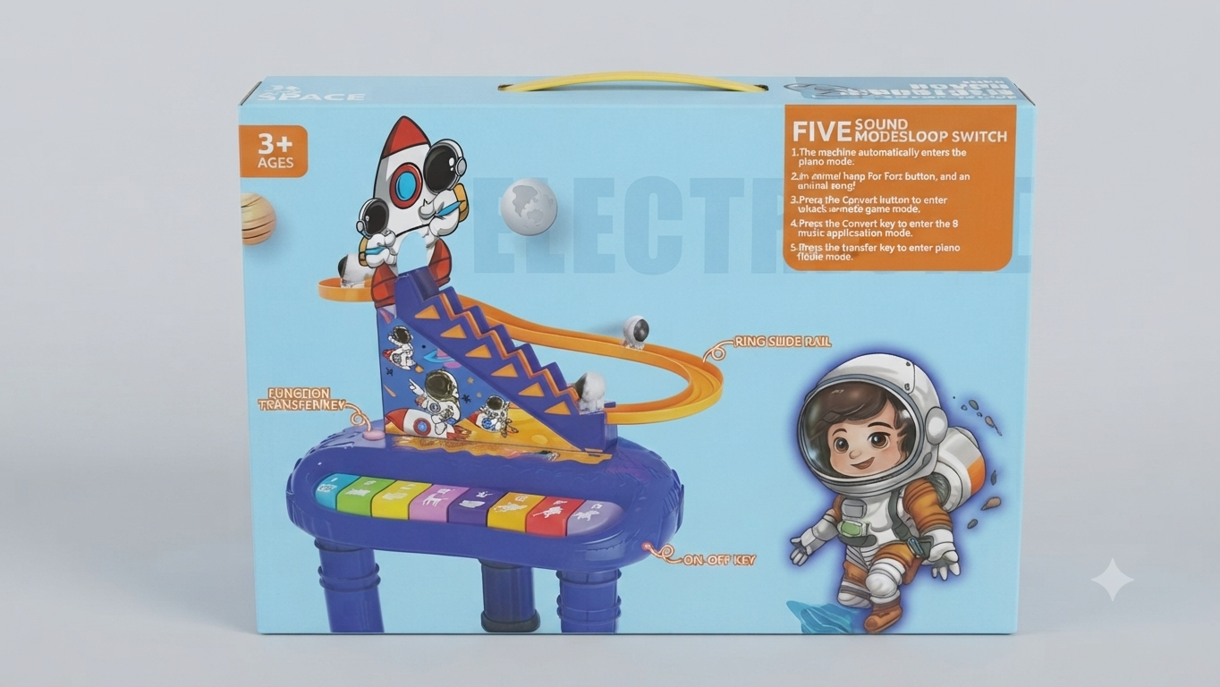 SPACE" Electronic Piano with Slide Rail and Astronaut Figures