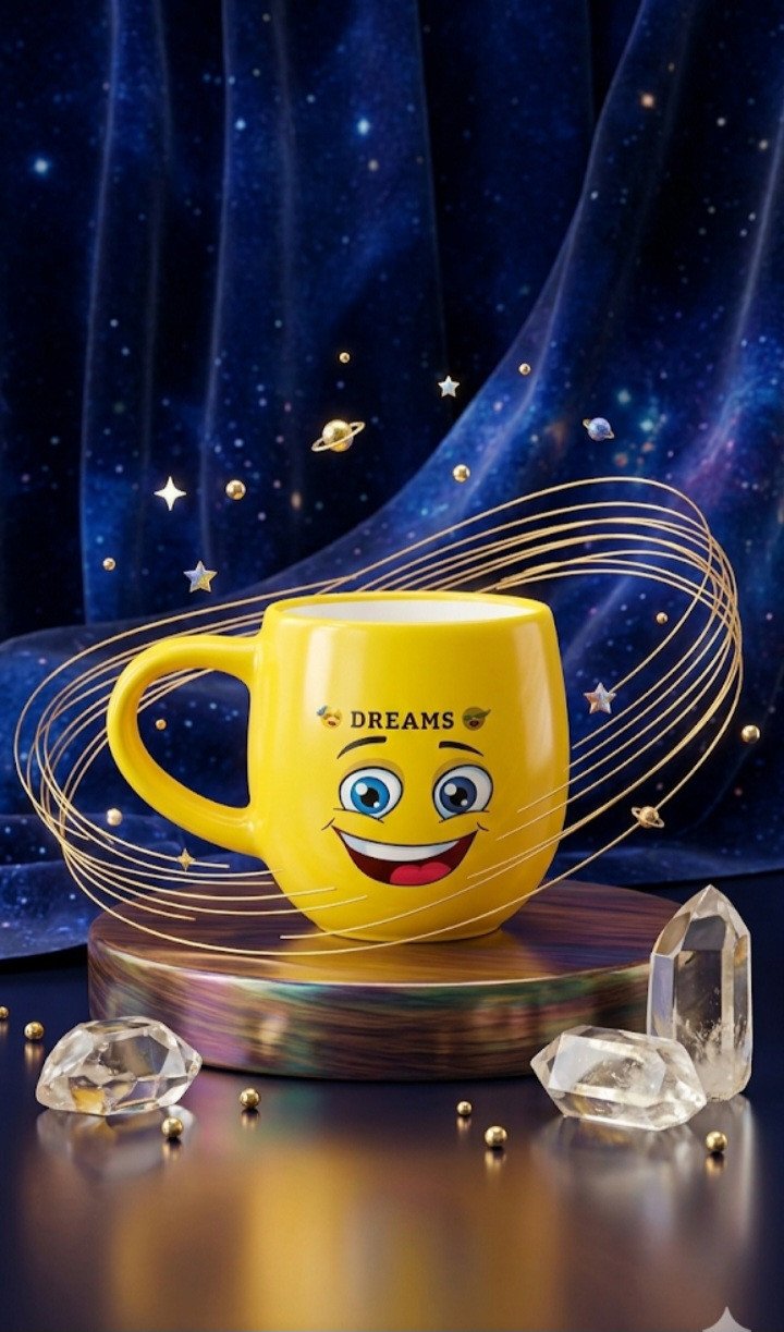 Cherful Dreams Yellow Emoji Ceramic Coffee Mug