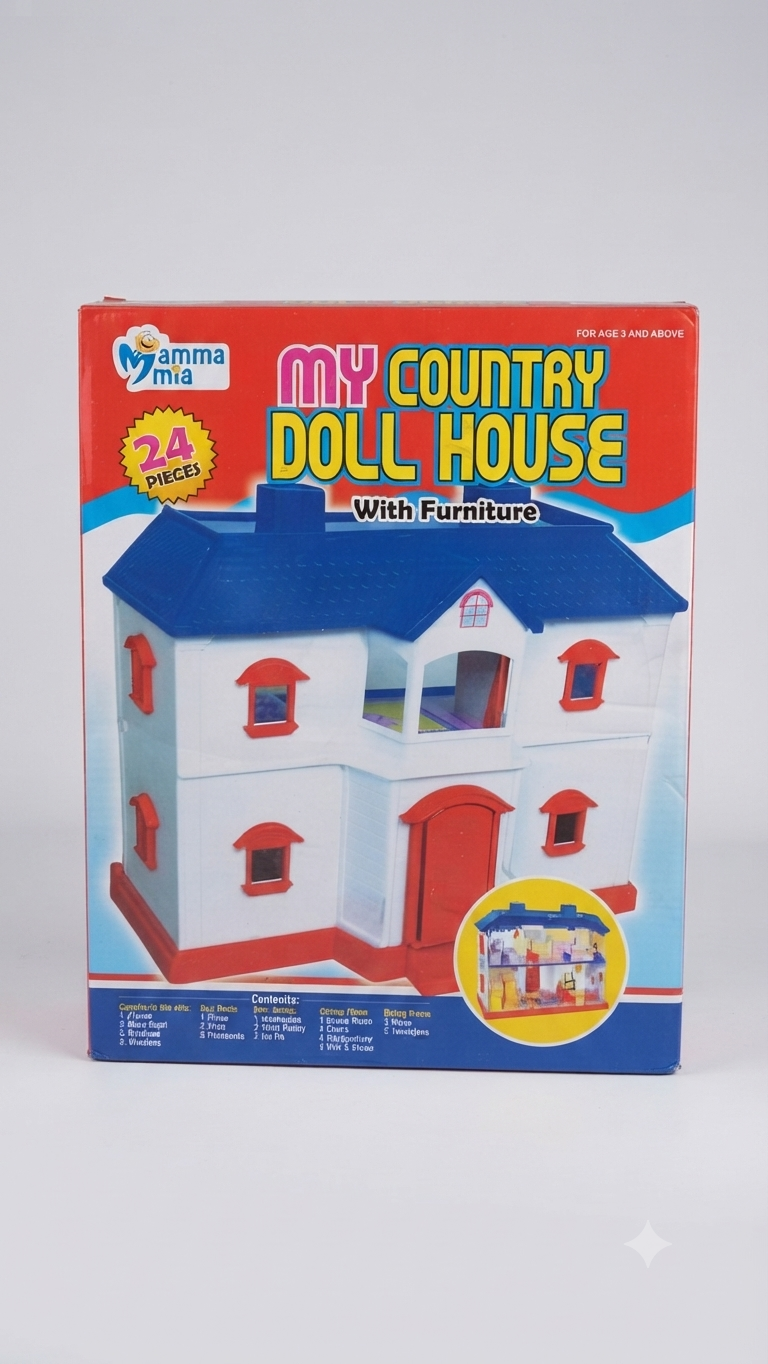 Mamma Mia MY COUNTRY DOLL HOUSE With Furniture (24 PIECES)