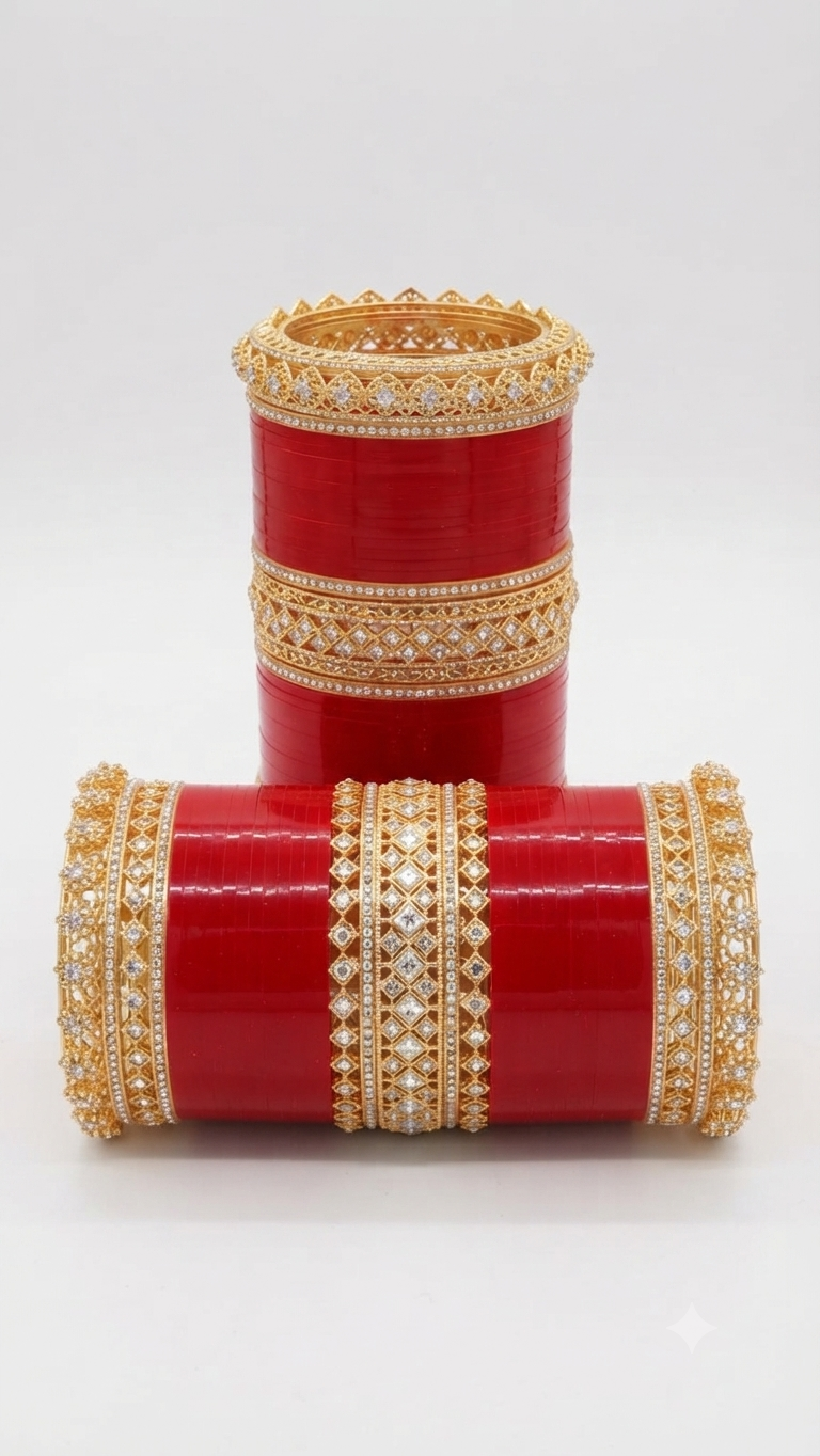 Royal Red and Gold Kundan Bridal Chura Set
