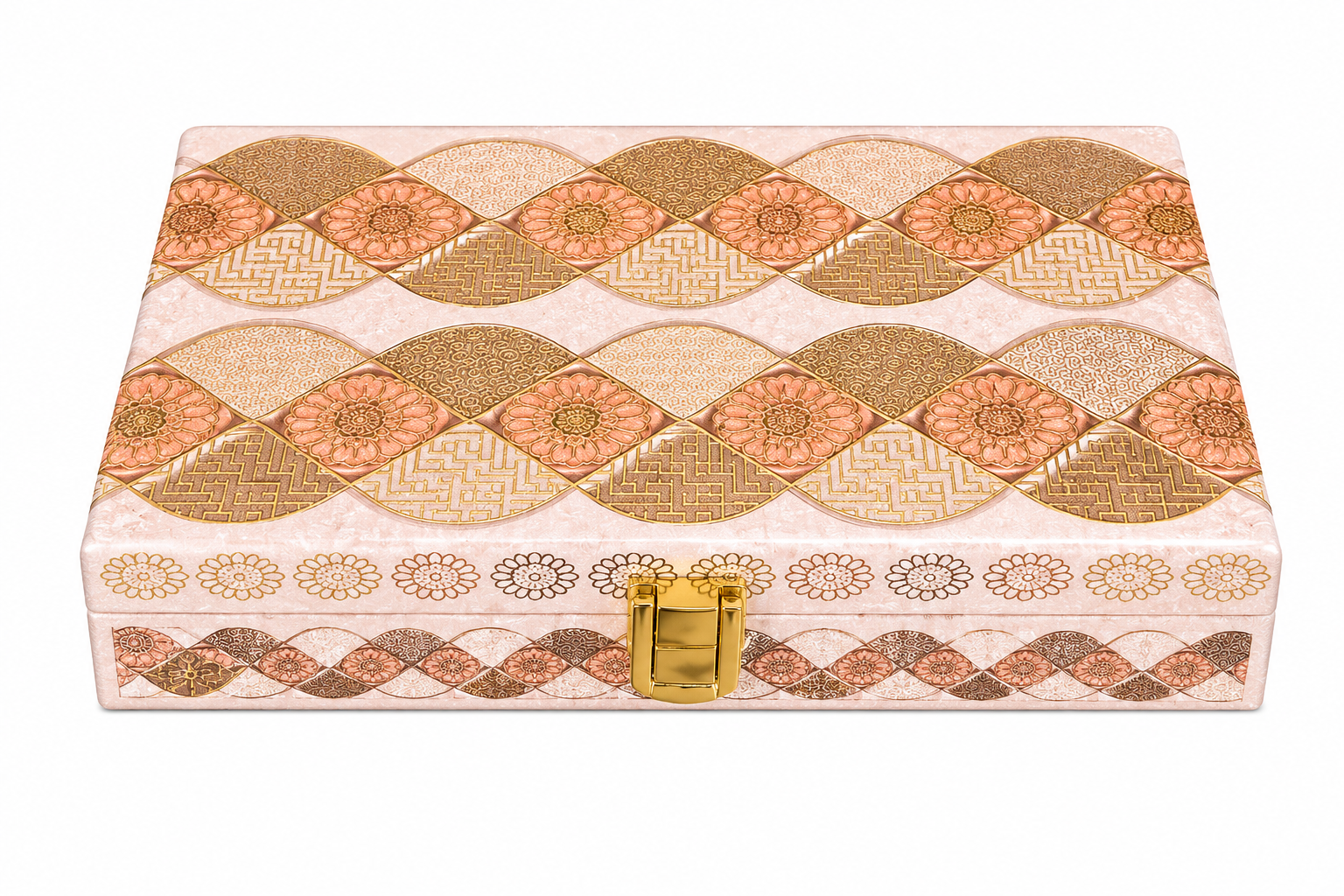 Premium Rose Gold Floral Cash Box with Lock