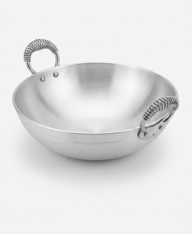 Heavy-Duty Aluminum Kadai (Wok) with Coil Handles no 15