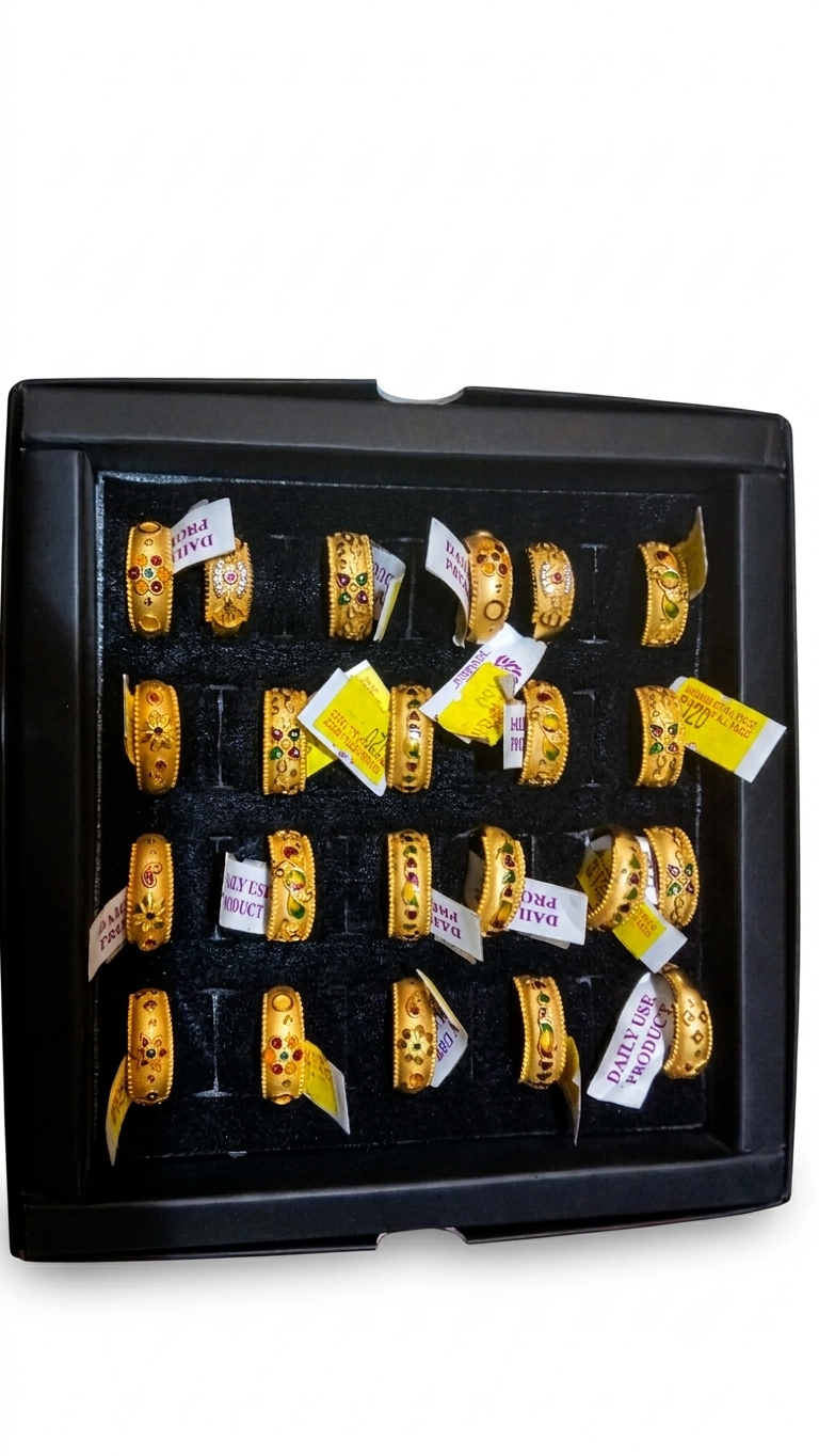 Daily Use Enamel-Accented Gold-Plated Ring Assortment