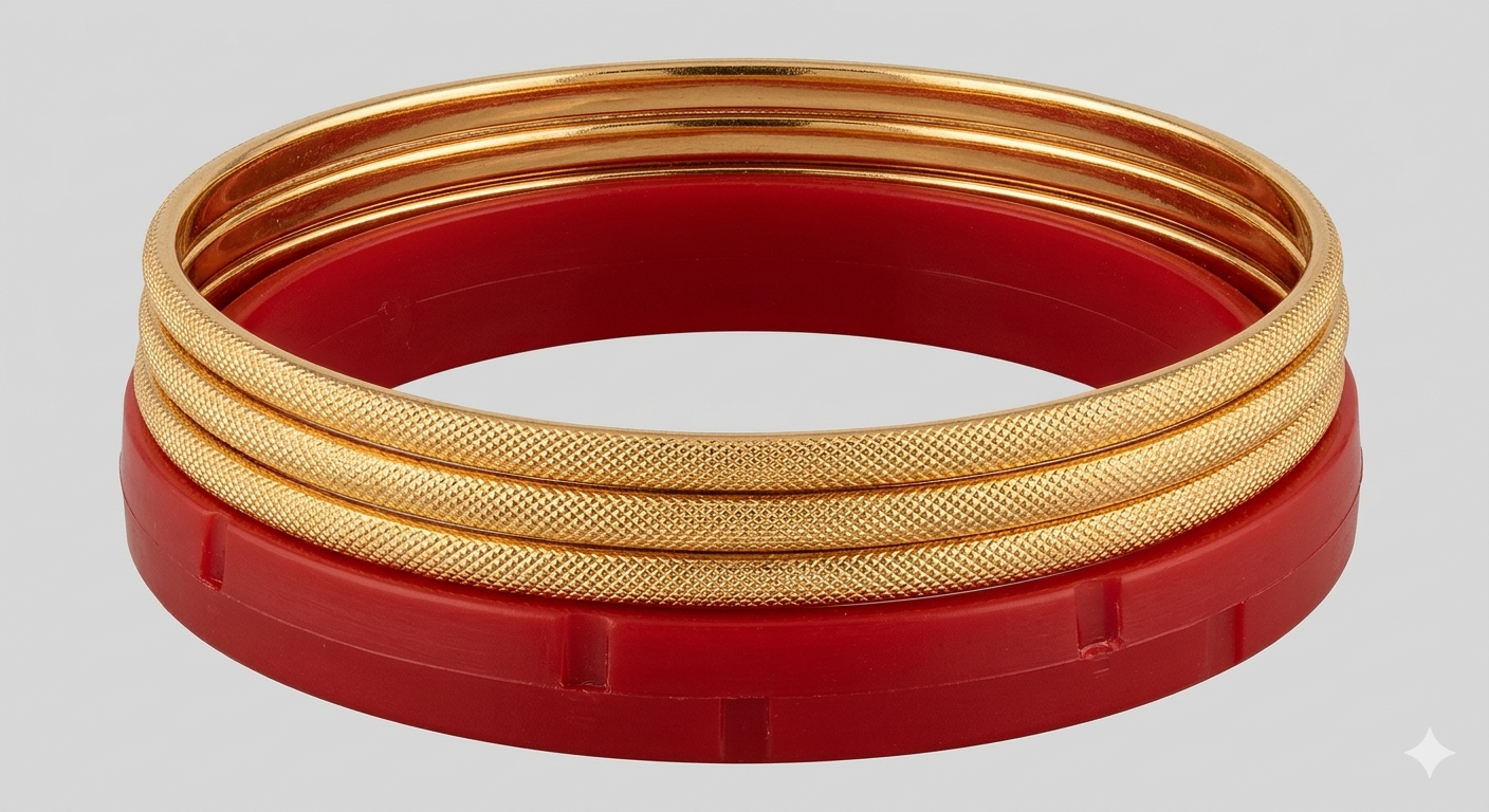 Textured Gold-Tone Stacked Bangles