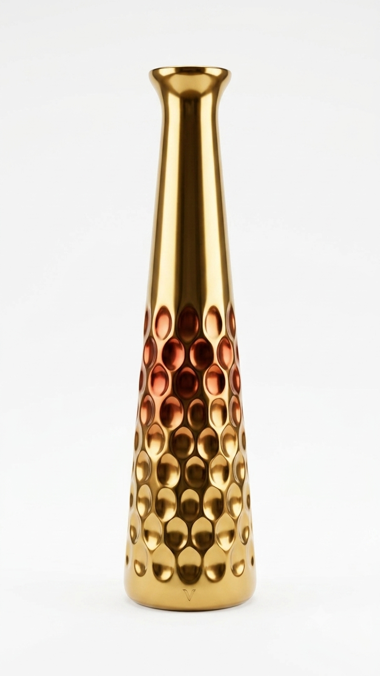Contemporary Gold Honeycomb Texture Floor Vase