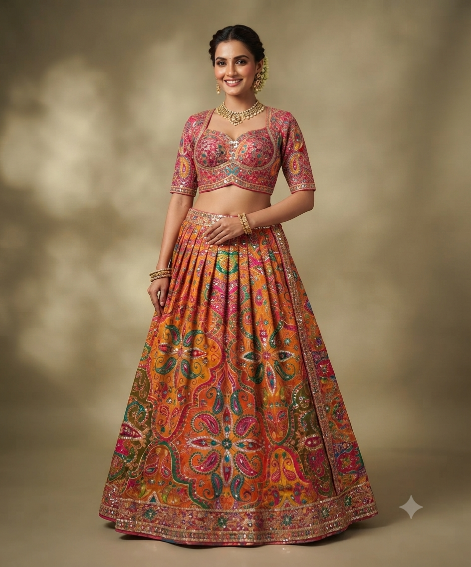 Vibrant Mosaic Gota Patti Lehenga"