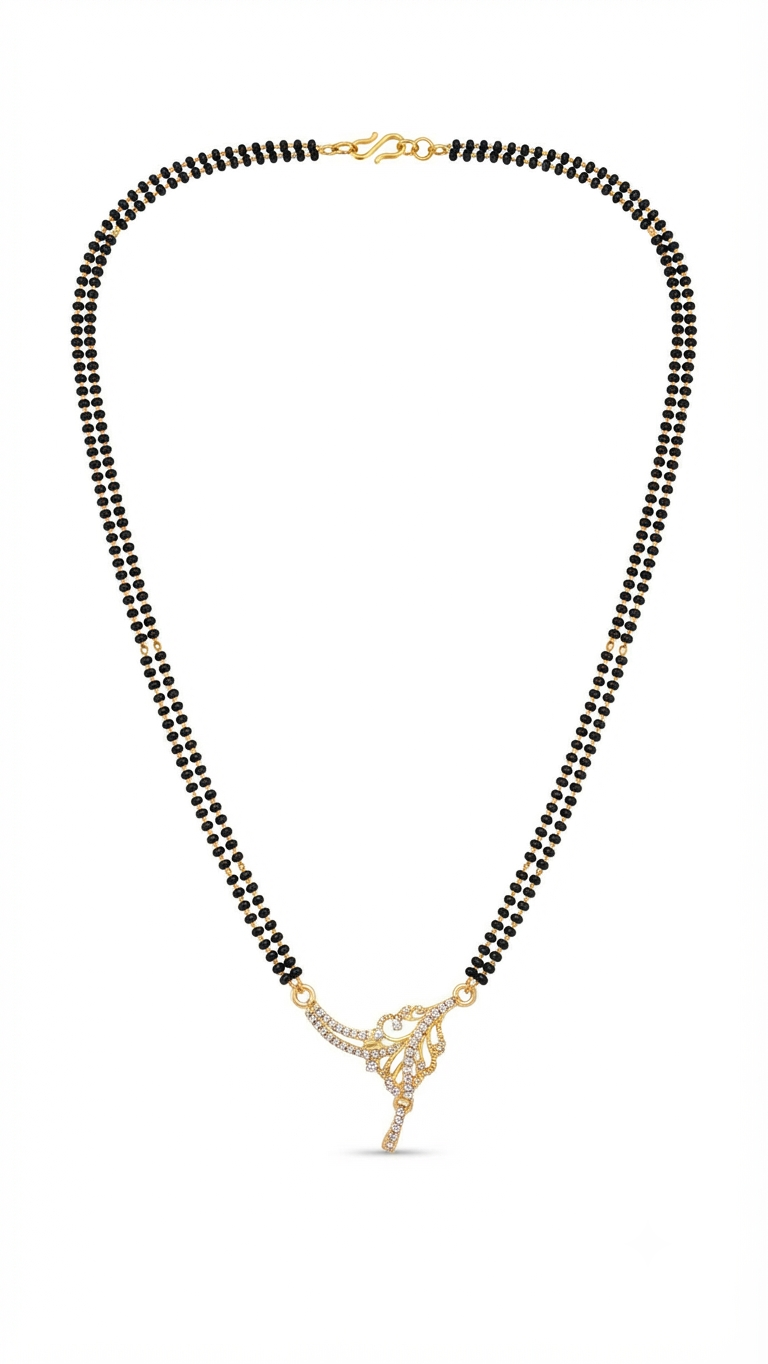 Gold and Diamond Mangalsutra Pendant Necklace