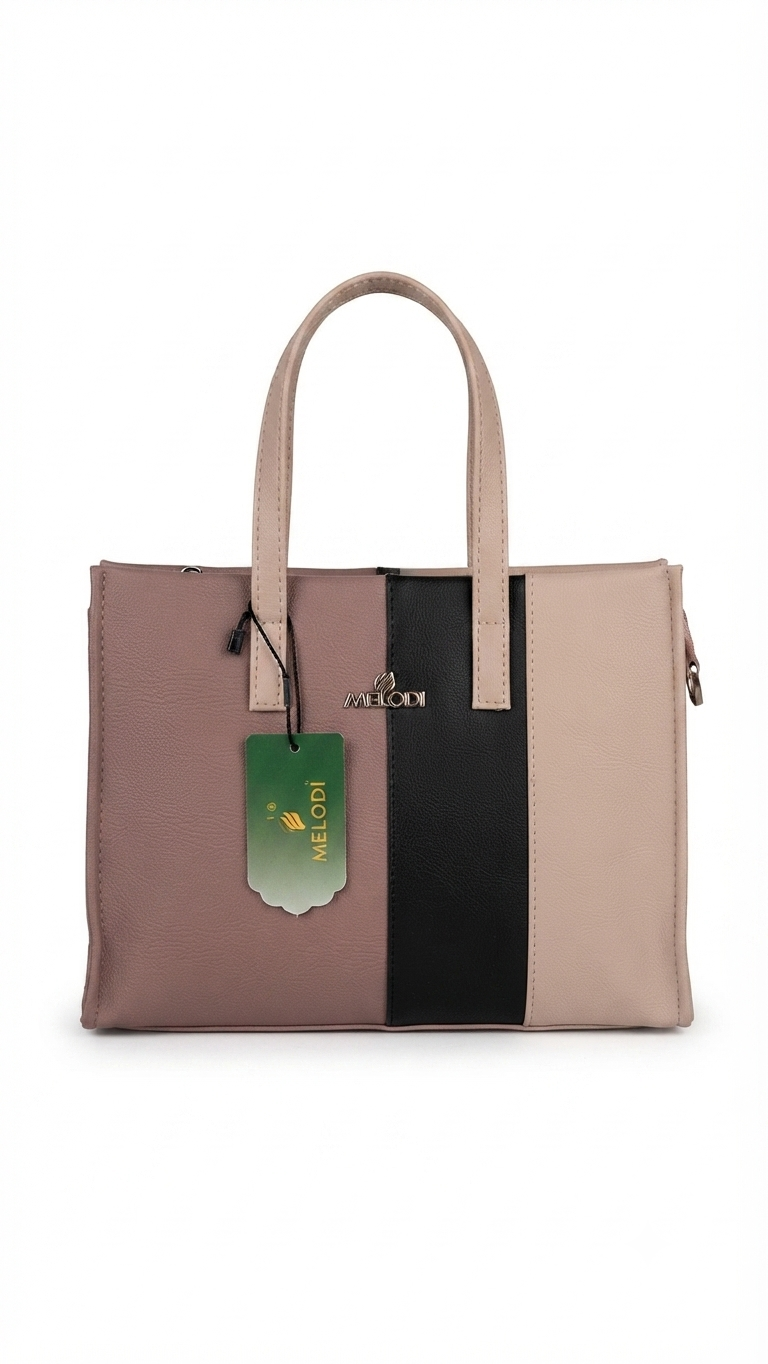 MELODI Tri-Color Structured Tote Handbag